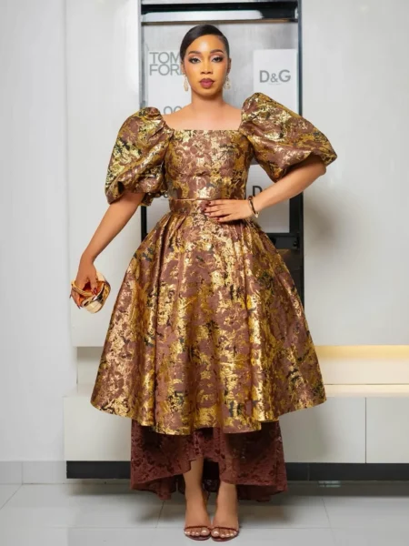 Gold and Brown Damask Skirt Set