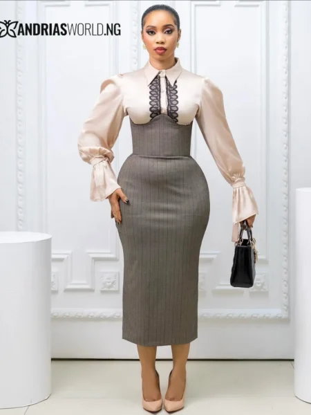 Dark Grey Two Piece Corset Skirt Set