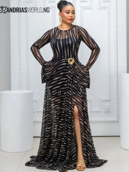 Black Mesh Maxi Dress