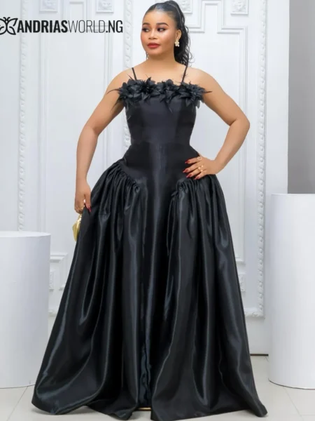 Black Liquid Mikado Sleeveless Dress