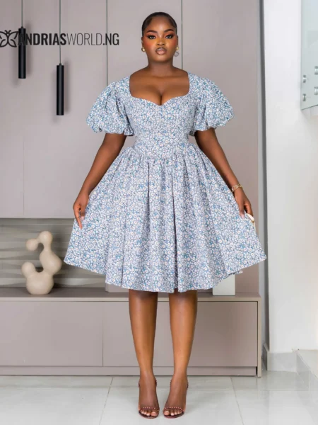 Blue floral skater dress