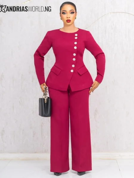 Wine two piece trouser suit
