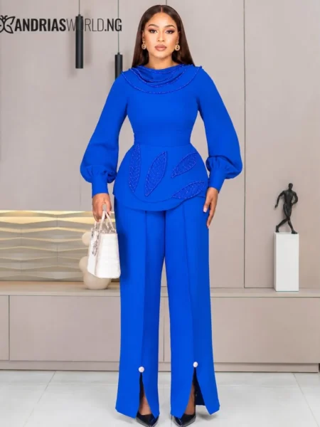 (PRE-ORD) Cobalt Blue Peplum Two-Piece Set