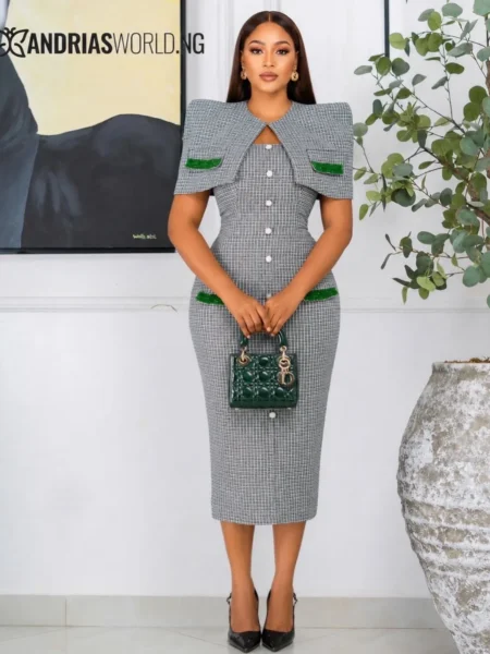 (PRE-ORD) Multicolored Midi Dress with Detachable Cape
