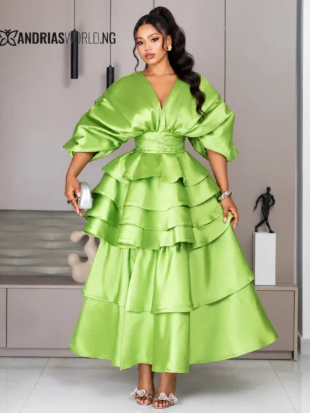 (PRE-ORD) Lime Tiered Ruffle Peplum Dress