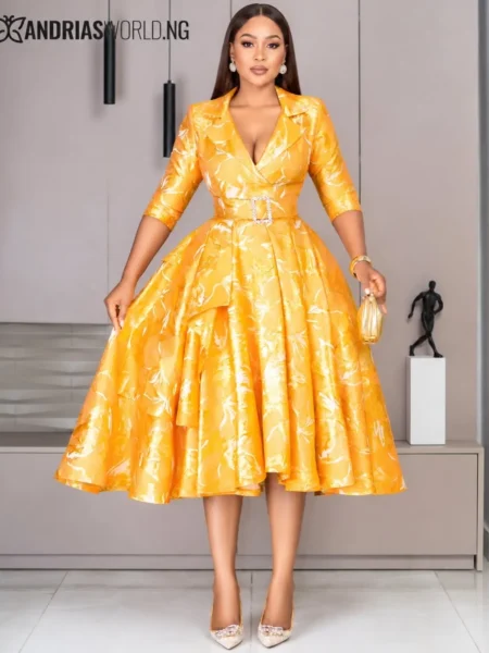 Marigold Damask Midi Dress (PRE-ORD)