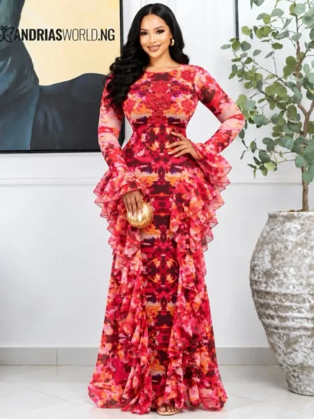 (PRE-ORD)Berry Floral Beaded Mesh Dress