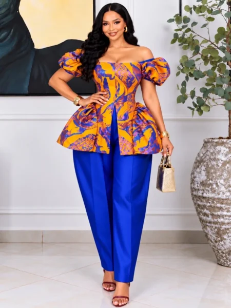 Orange and Blue Corset Top with Harem Pants (PRE-ORD)