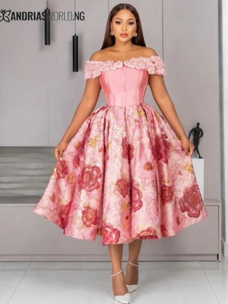 (PRE-ORD) Pink Floral Damask Corset Dress