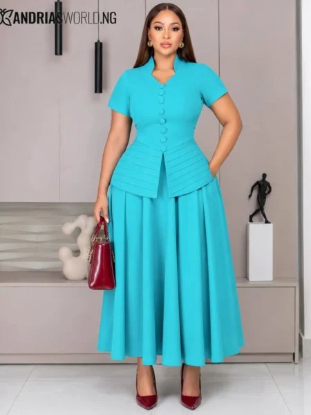 (PRE-ORD)Teal Blue Skirt Set