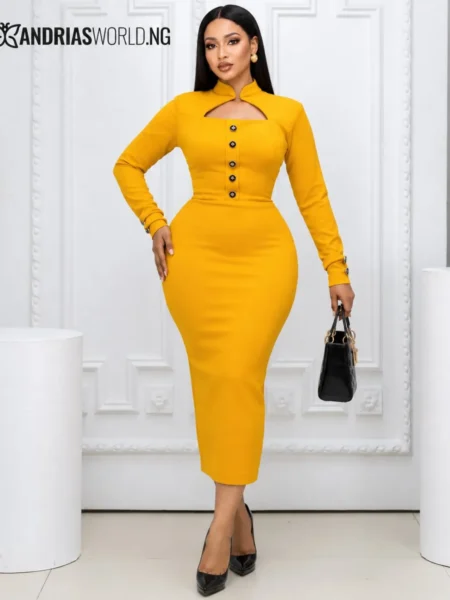 (PRE-ORD) Yellow Military Structured Dress
