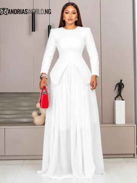(PRE-ORD) White Peplum Trouser Set