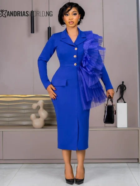 (Pre-ord) Blue Blazer-style Midi Dress