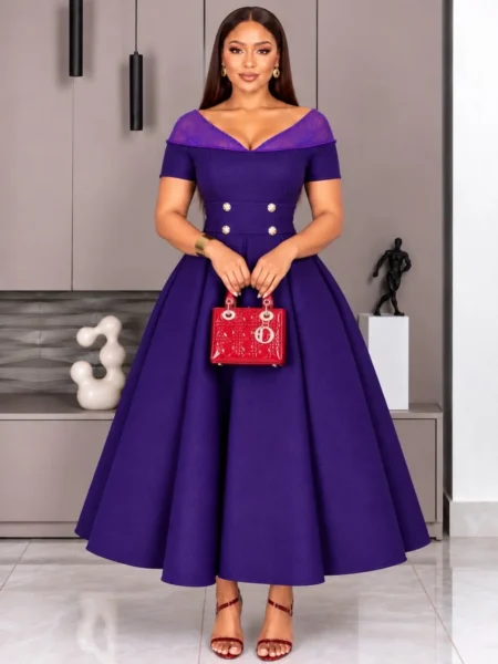 (PRE-ORD) Purple Skater Dress with Belt
