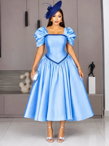 (PRE-ORD) Blue beaded Skater Dress