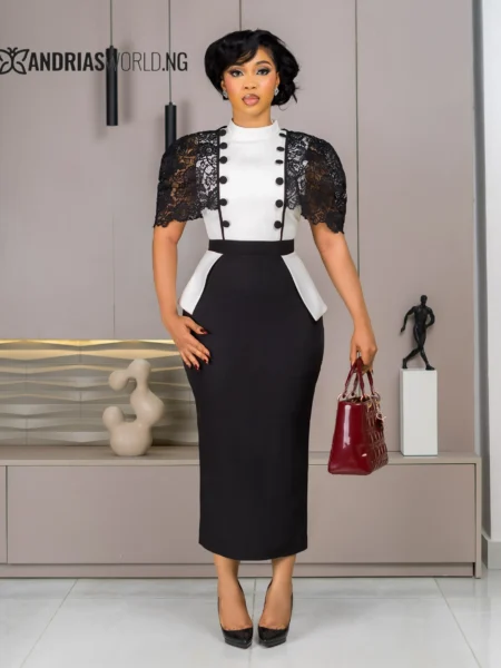 (PRE-ORD) Black and White Midi Dress
